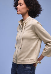 Strickjacke mit Stehkragen - 16667-cotton beige - Beige