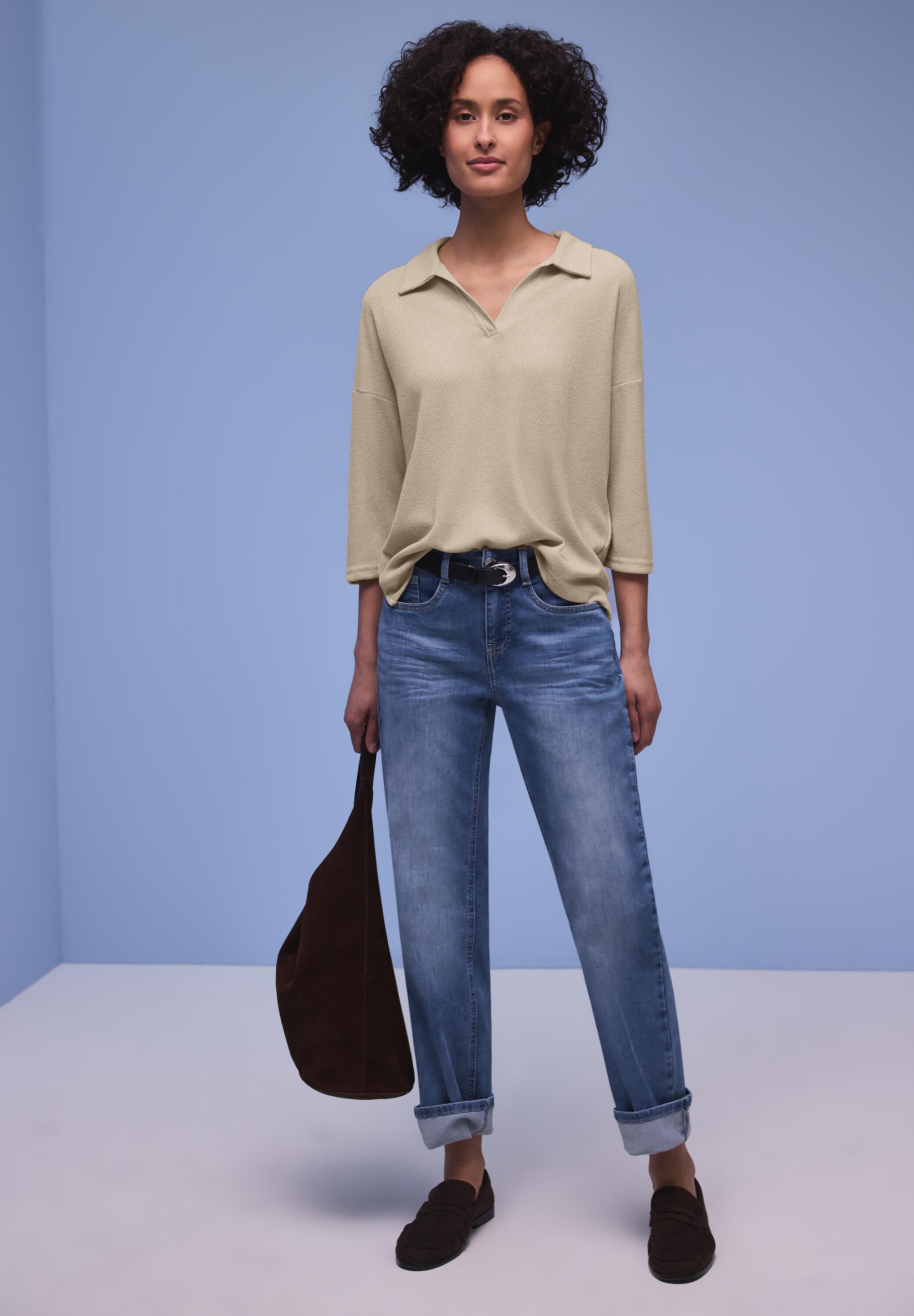 Langarmshirt aus Viskose - 16667-cotton beige - Beige