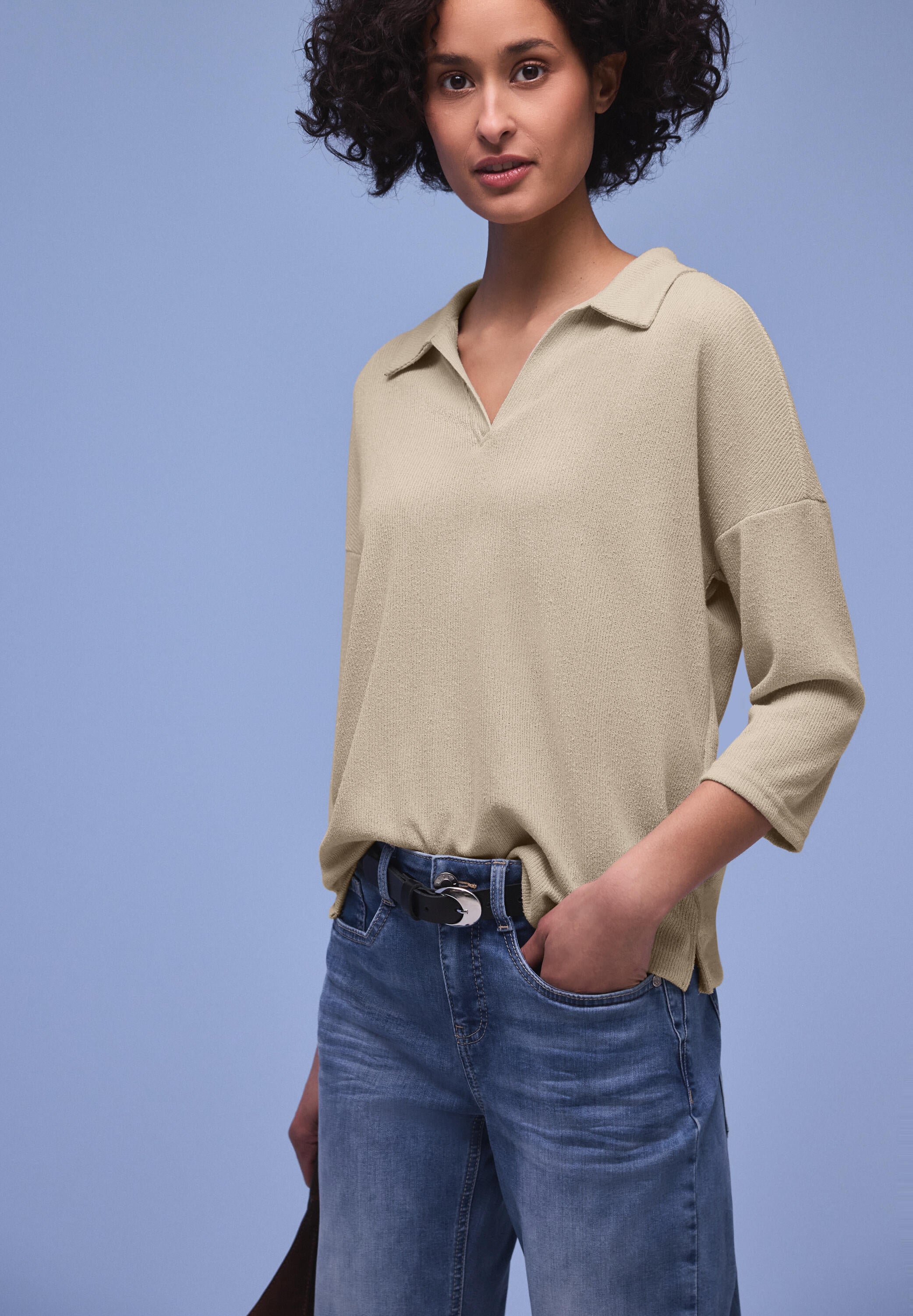 Langarmshirt aus Viskose - 16667-cotton beige - Beige