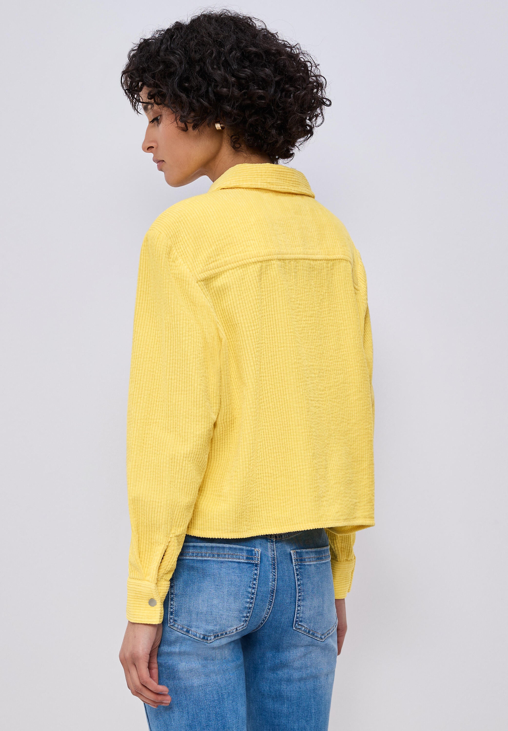 Cordbluse aus Baumwolle - 17455-bloom yellow - Gelb
