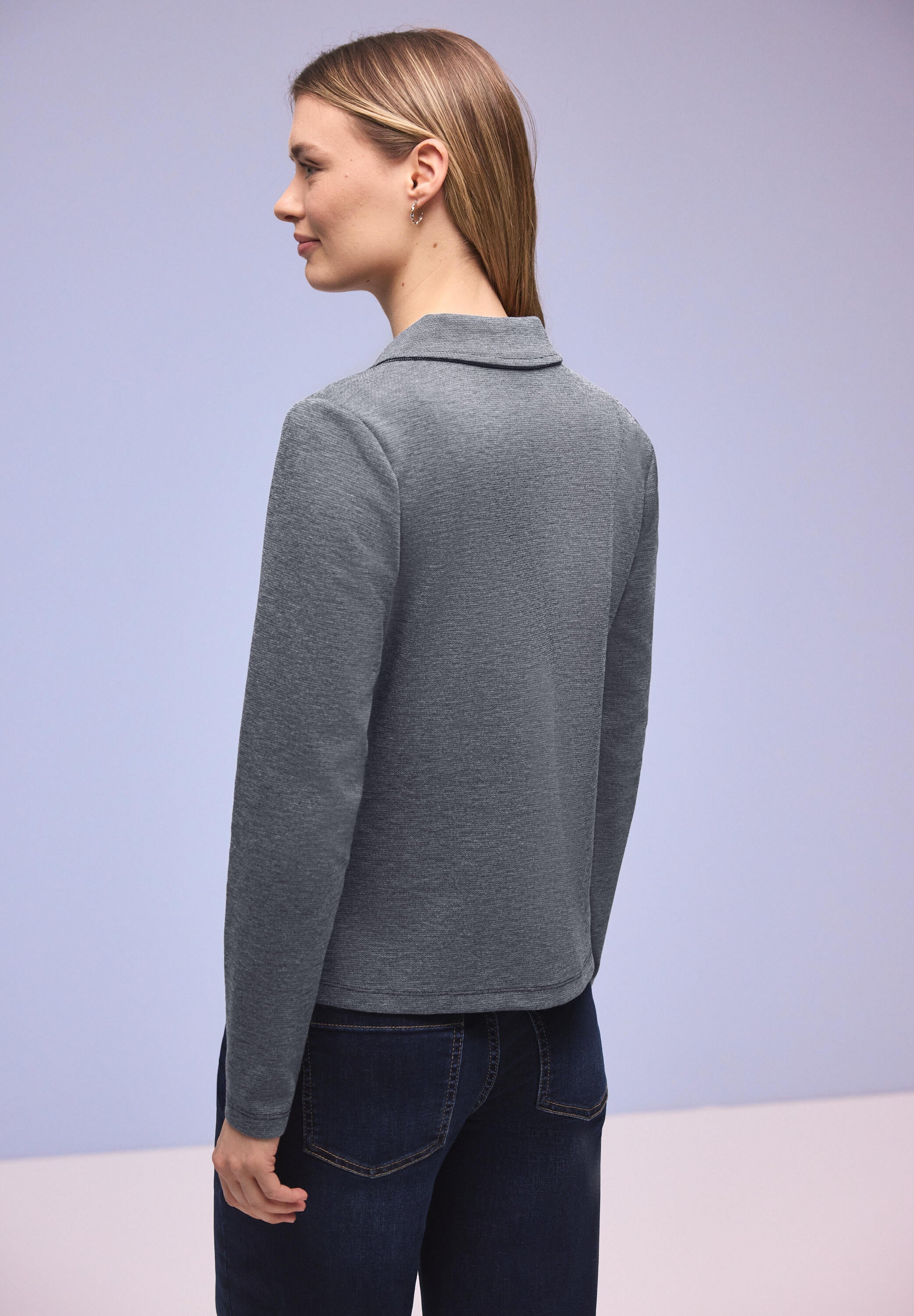 Blazer meliert mit Pattentaschen - 17502-shadowed navy - Blau