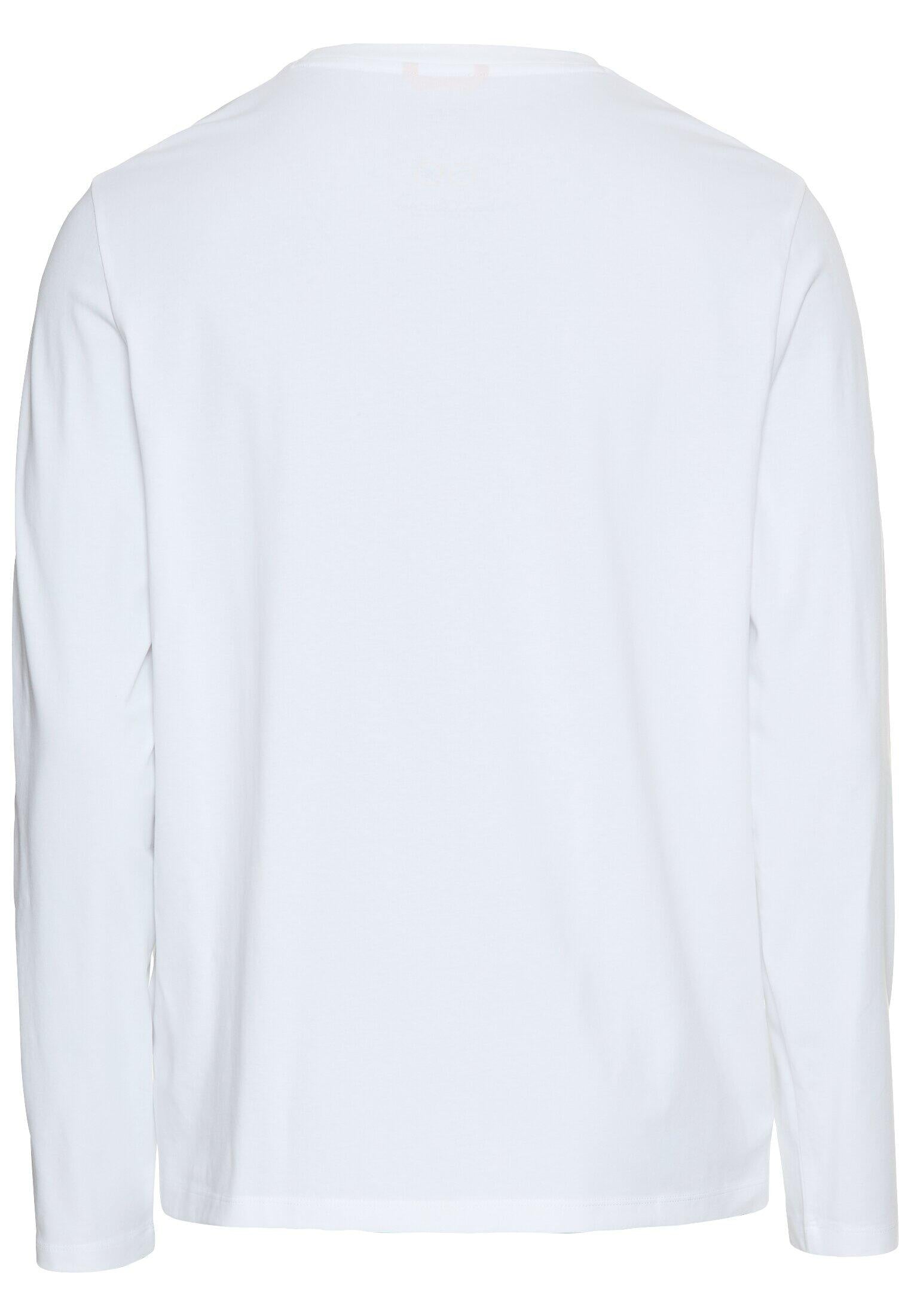 Langarmshirt aus Baumwollmix - 01-White - Weiß