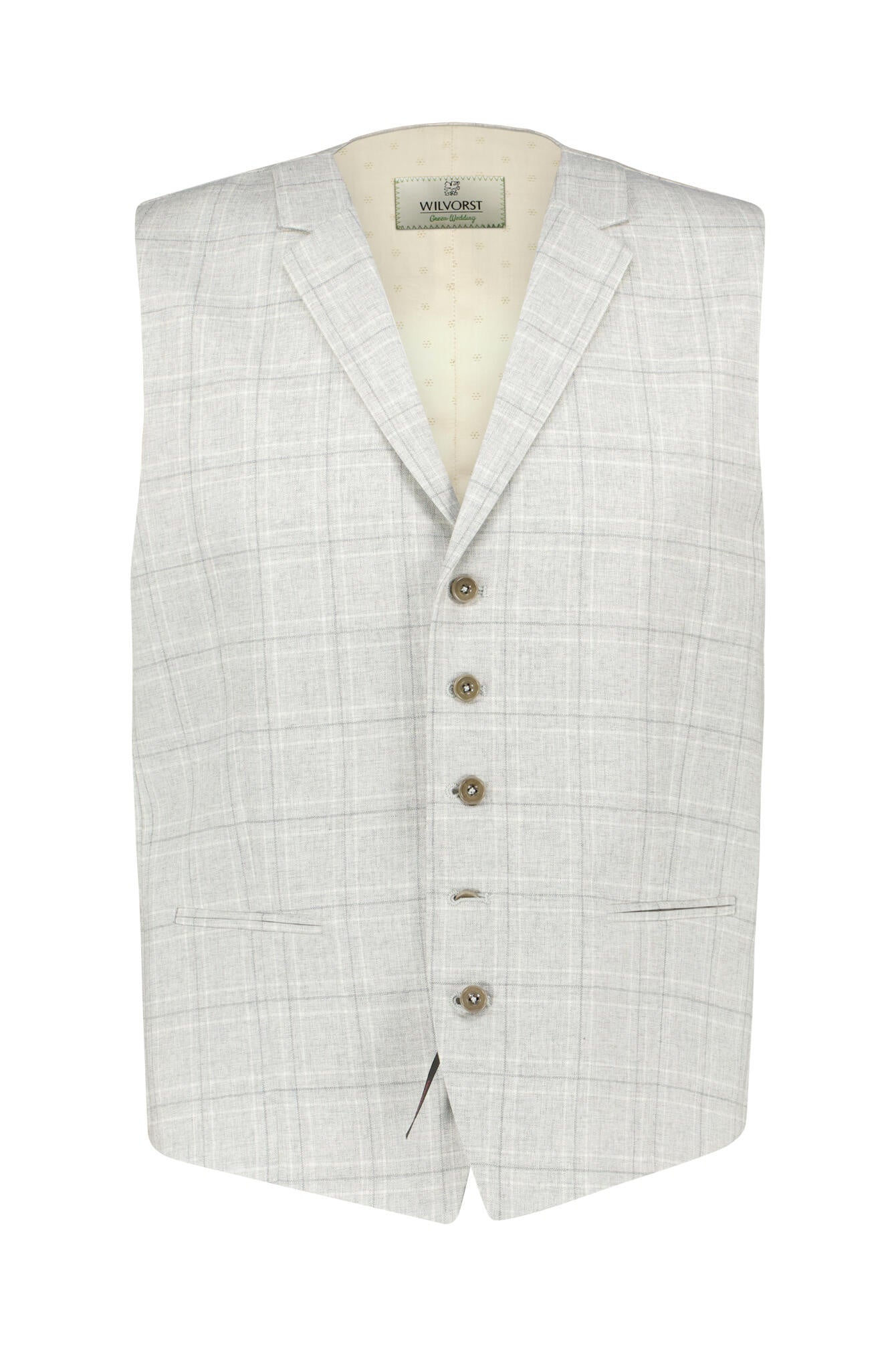 Anzugweste mit Leistentaschen - 027-Grau Beige Karo - Grau