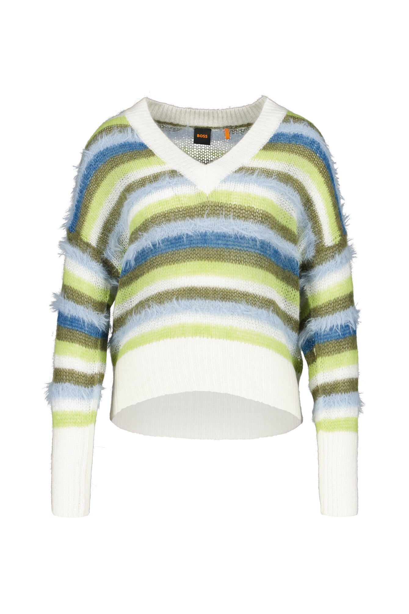 Gestreifter Strickpullover - 962-Open Miscellaneous - Grün