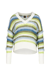 Gestreifter Strickpullover - 962-Open Miscellaneous - Grün