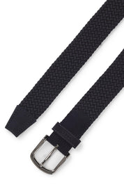 Webgürtel mit Lederbesätzen - 401-Dark Blue - Blau