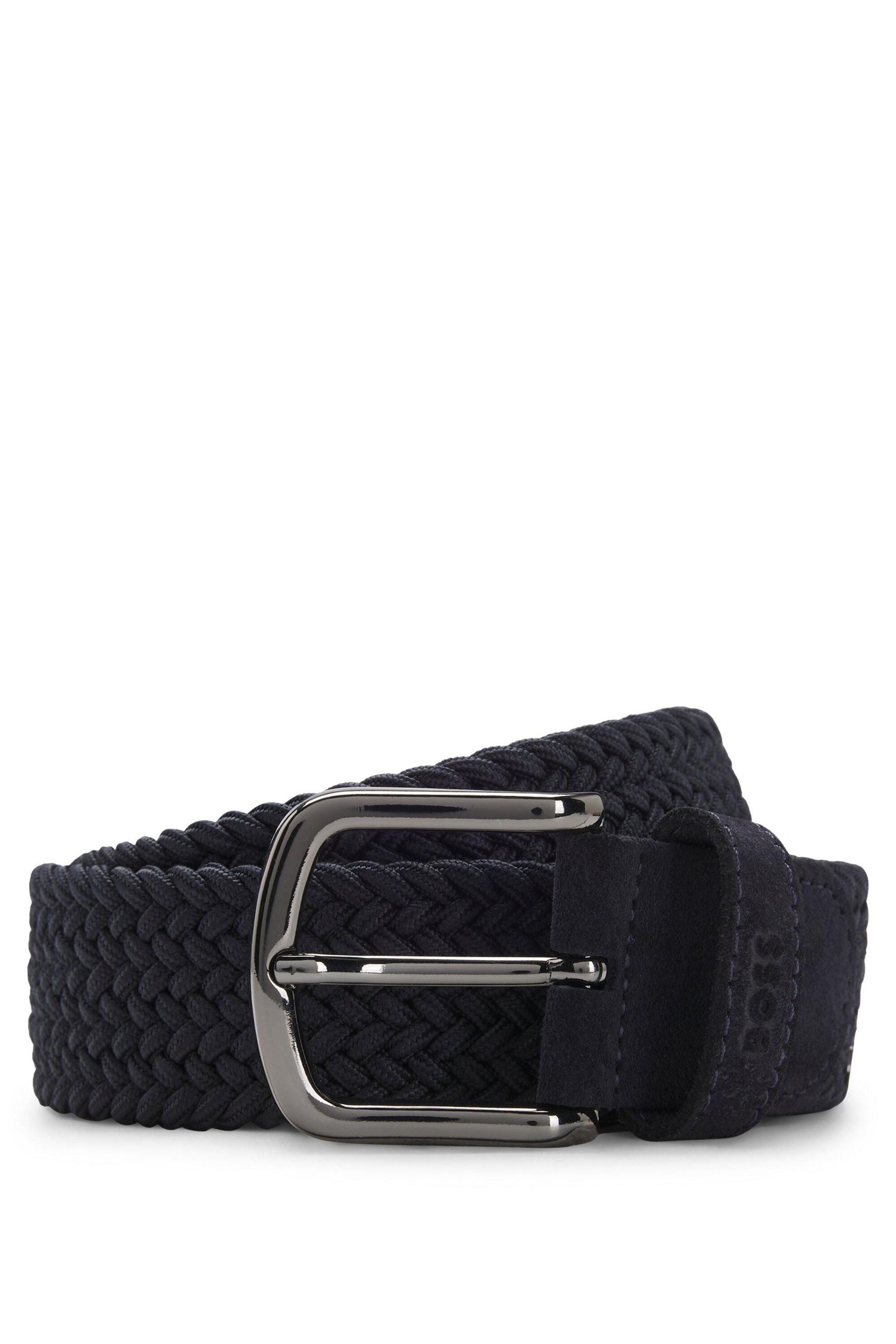 Webgürtel mit Lederbesätzen - 401-Dark Blue - Blau