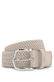 Webgürtel mit Lederbesätzen - 280-Open Beige - Beige