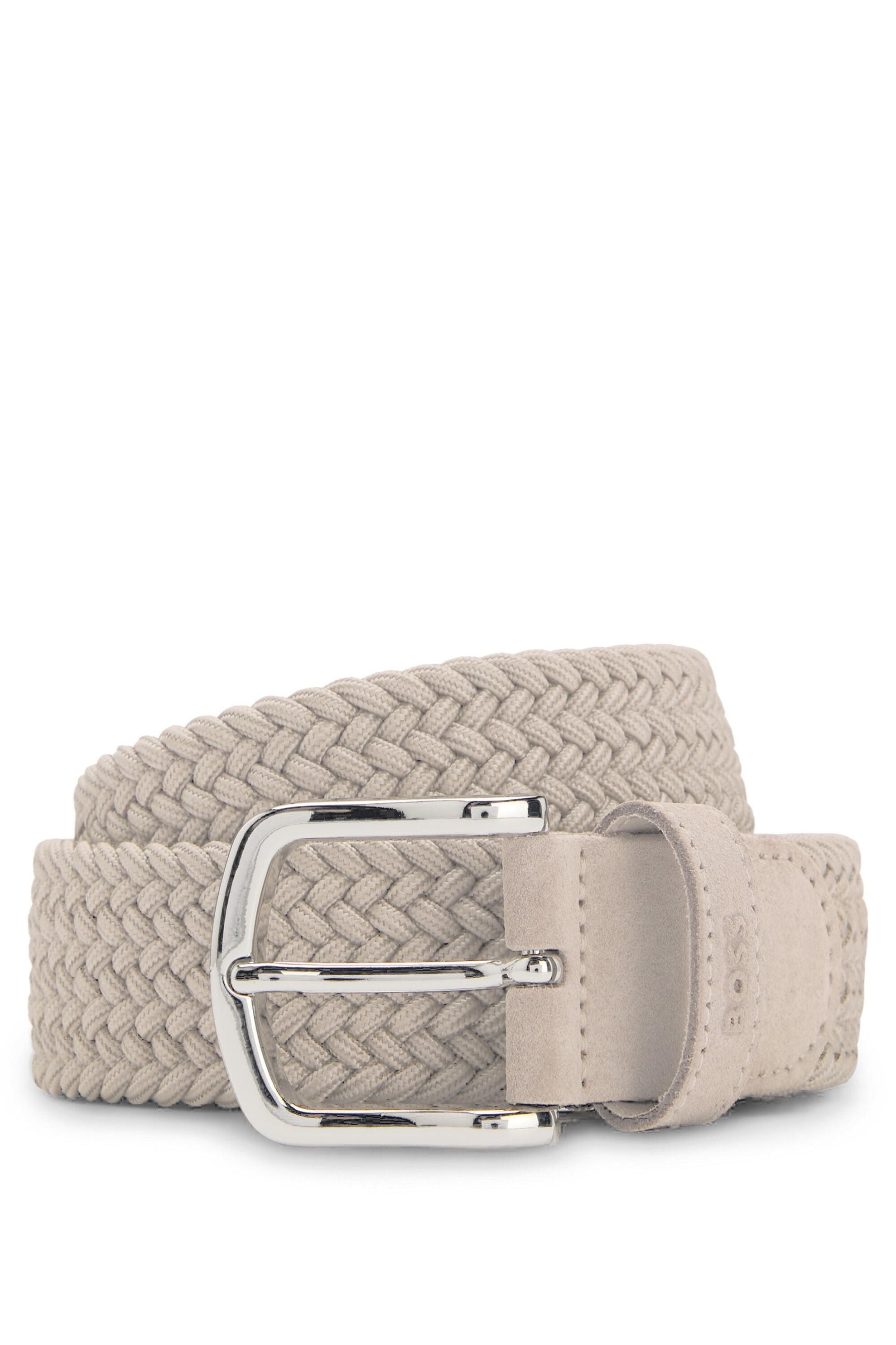 Webgürtel mit Lederbesätzen - 280-Open Beige - Beige