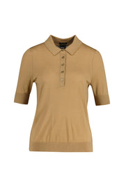 Strick-Poloshirt aus Schurwolle - 260-Medium Beige - Beige