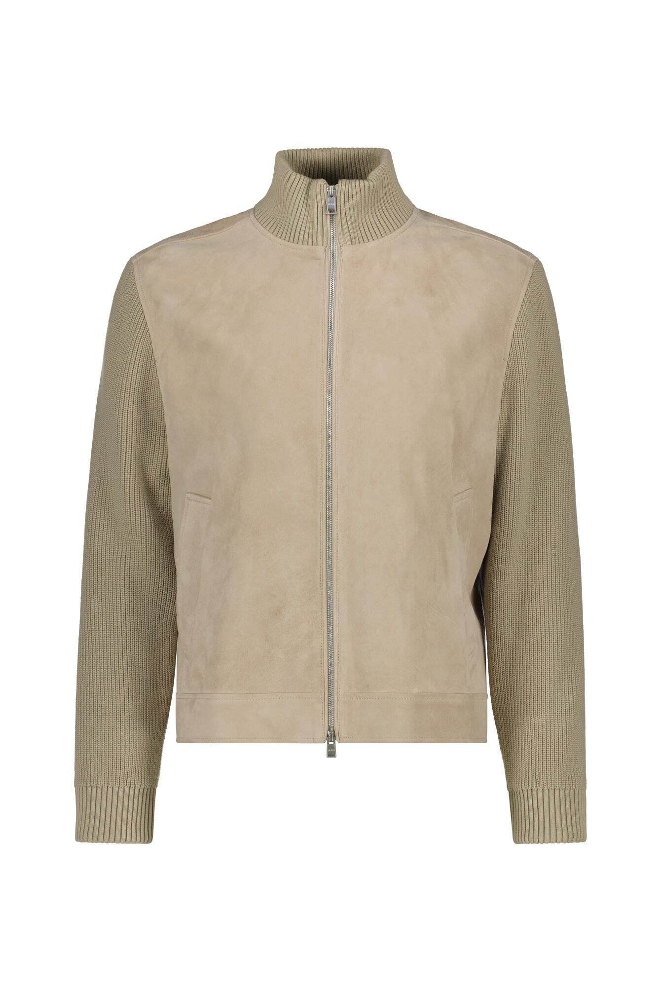 Lederjacke MAVEN mit Strickärmeln - 131-Open White - Beige