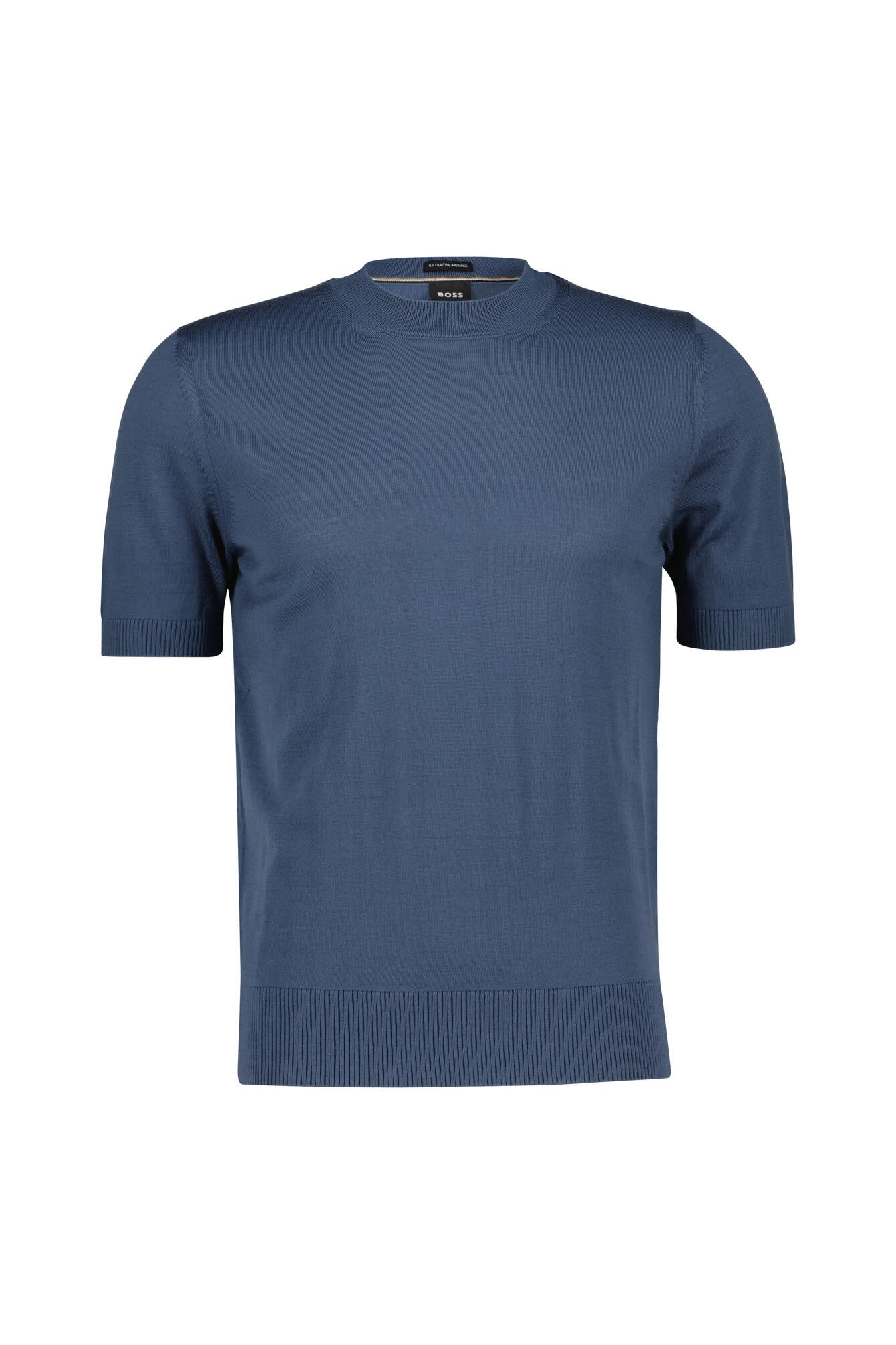 Strick-T-Shirt aus Schurwolle - 468-Open Blue - Blau