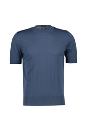 Strick-T-Shirt aus Schurwolle - 468-Open Blue - Blau