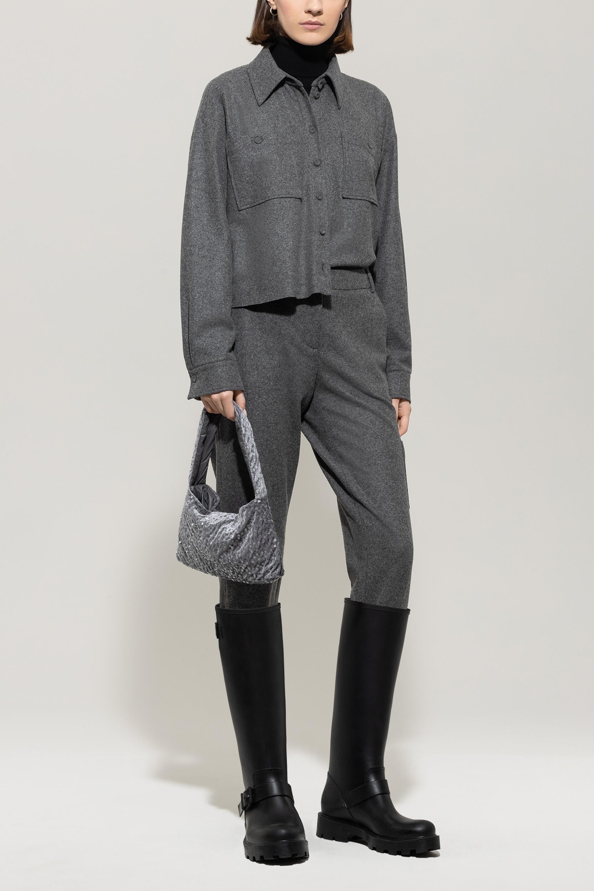 Flanellhemd aus Wollmix - 144 - Grau