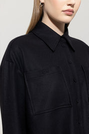 Flanellhemd aus Wollmix - 1 - Schwarz