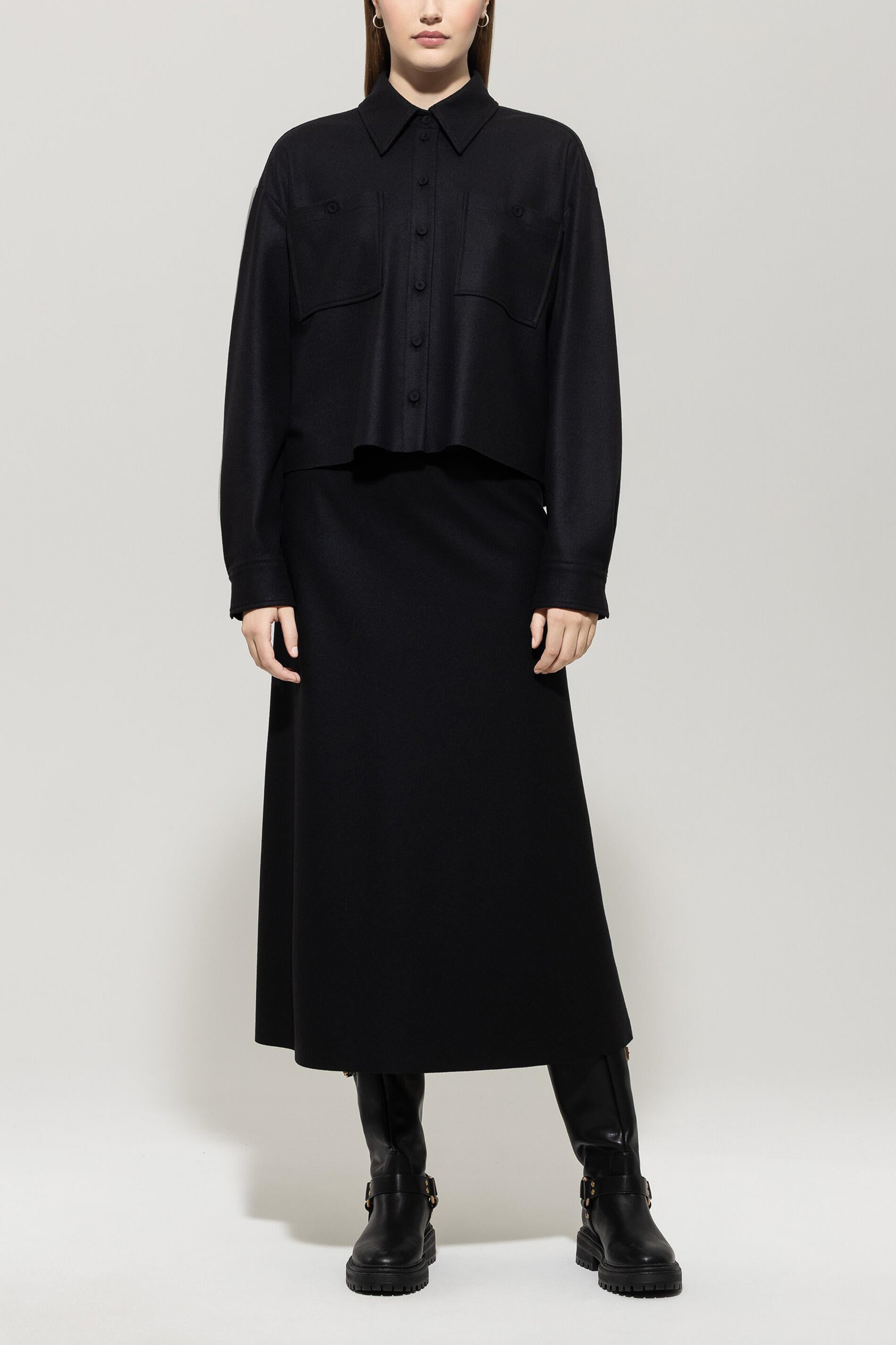 Flanellhemd aus Wollmix - 1 - Schwarz