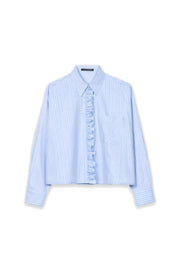 Bluse cropped aus Baumwolle - 2212 - Blau