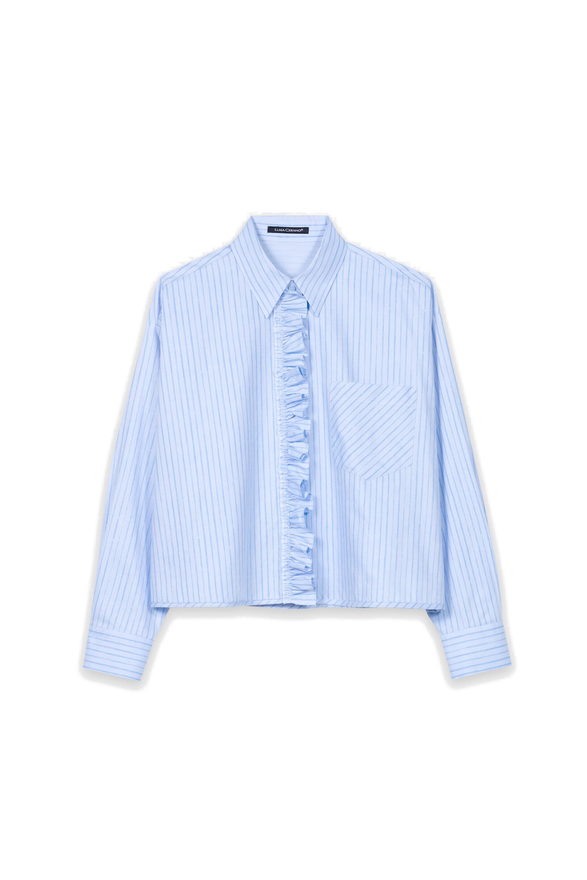 Bluse cropped aus Baumwolle - 2212 - Blau