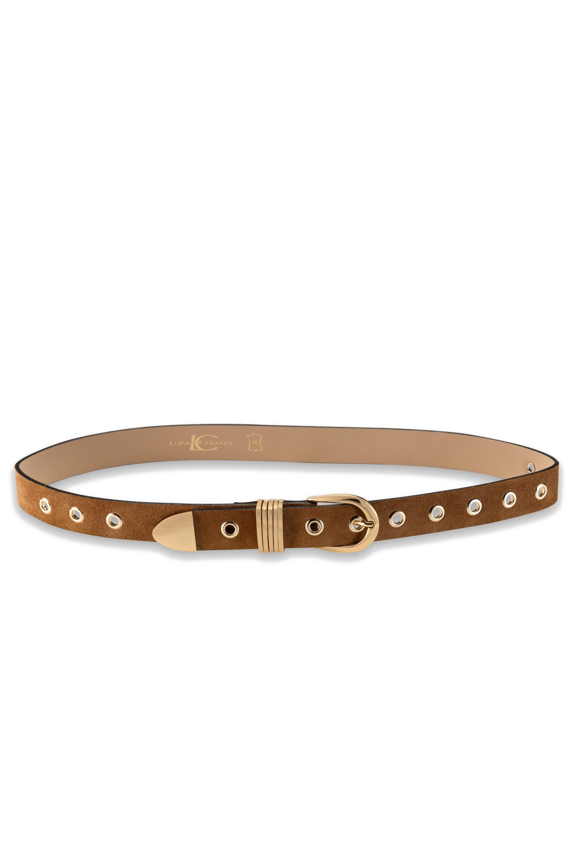 Ledergürtel mit Lochnieten - 745 - Braun