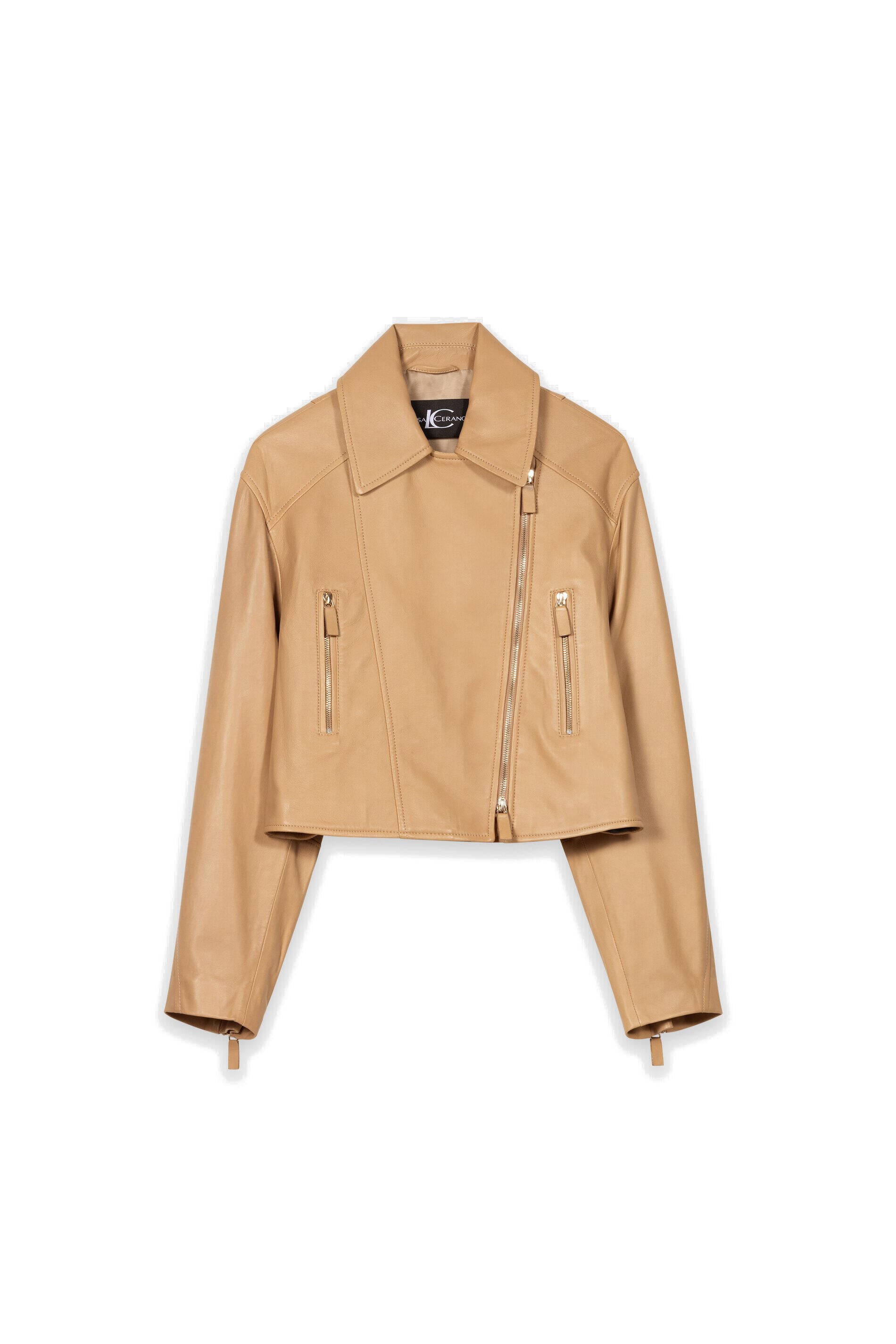 Lederjacke in Bikeroptik - 745 - Braun