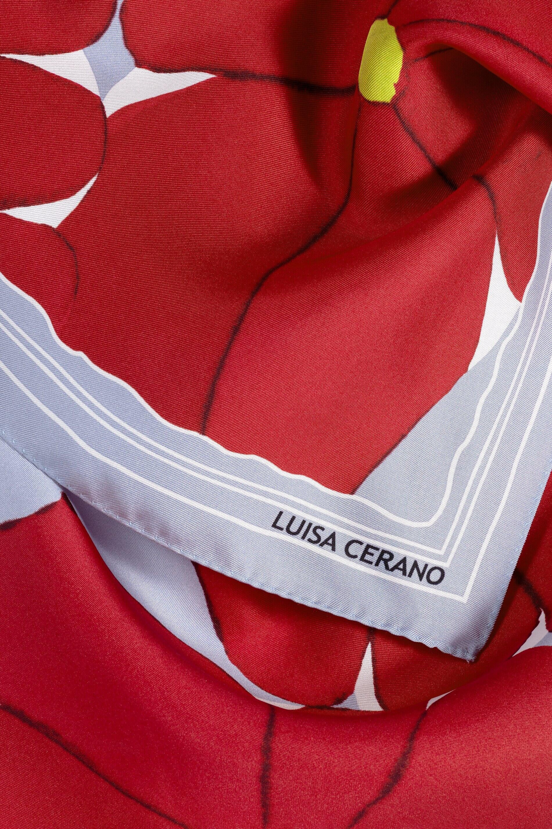 Seidentuch mit Flower-Print - 4642 - Rot