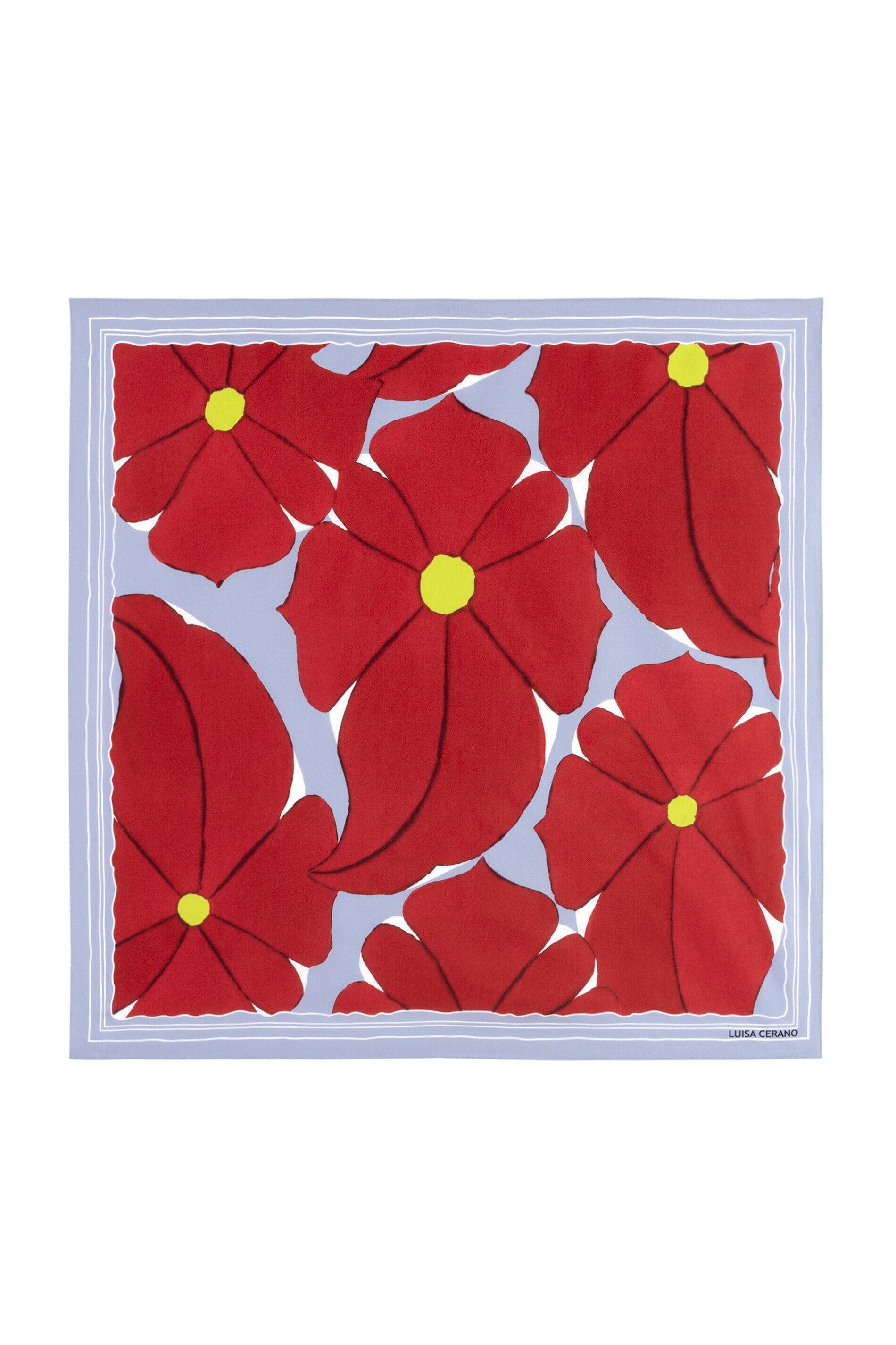 Seidentuch mit Flower-Print - 4642 - Rot