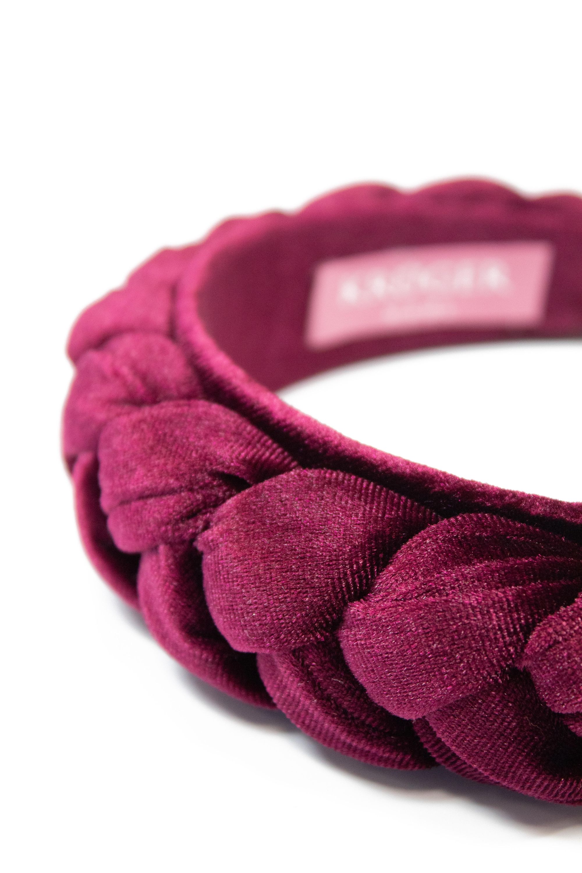 Haarreif geflochten in Samt-Optik - 90-bordeaux - Rot