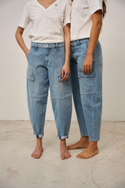 The O Shape Boyfriend Jeans - 29-DUSTY BLUE - Blau
