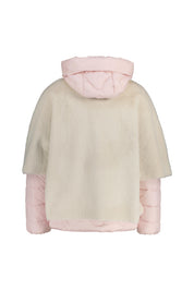 Steppjacke mit Fun Fur Cape - 101-off-white - Weiß