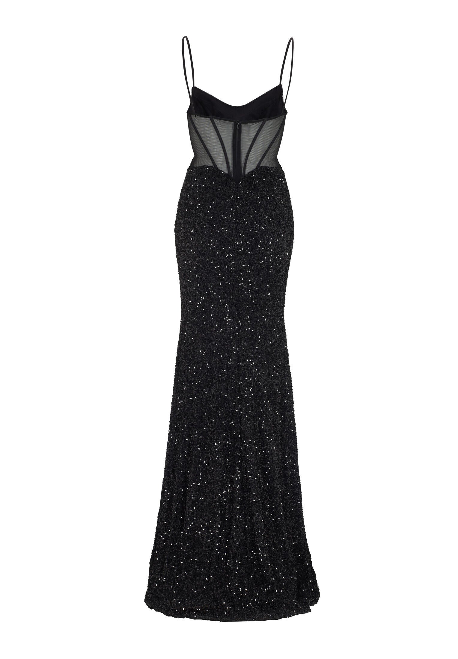 Abendkleid Maxi mit Pailletten - 100 - Schwarz