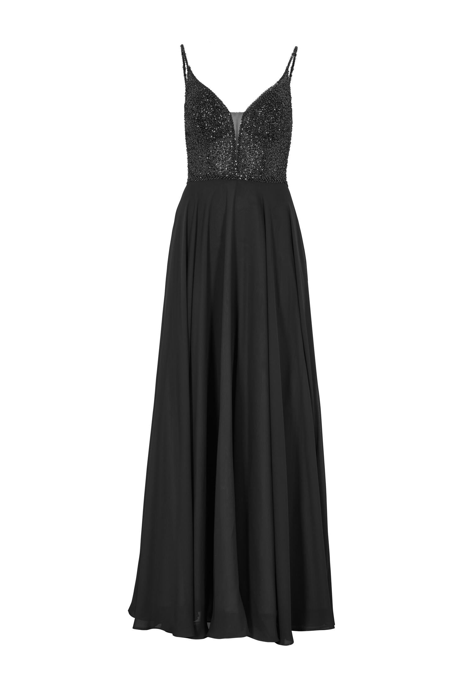 Abendkleid mit Pailletten - 100 - Schwarz