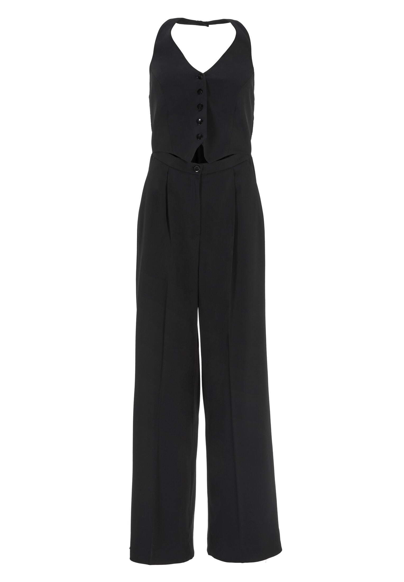 Jumpsuit mit Neckholder - 100 - Schwarz