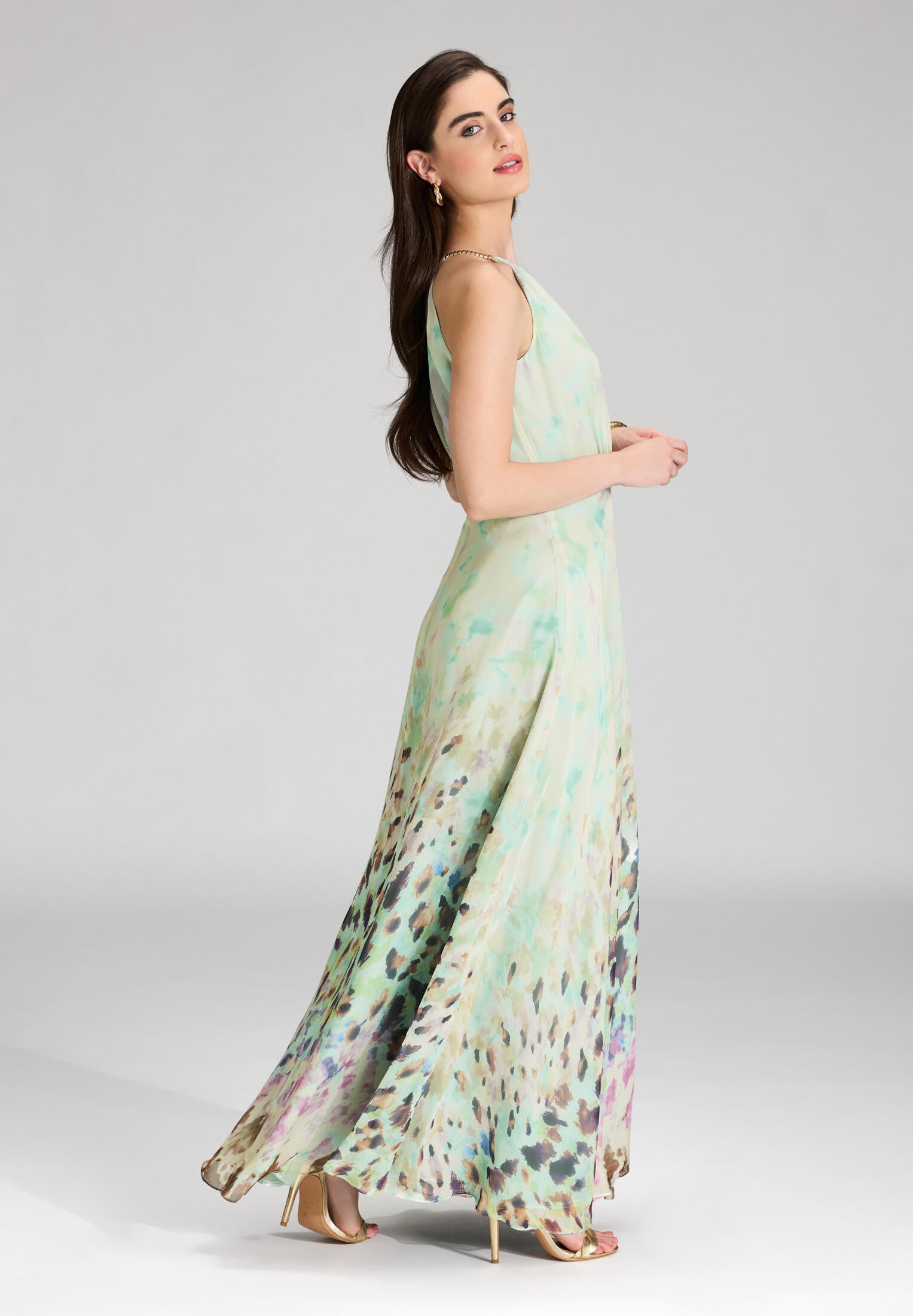 Abendkleid Maxi aus Chiffon - 5644 - Grün