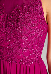 Chiffonabendkleid Maxi mit Stickereien - 650 - Rot