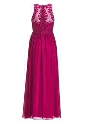 Chiffonabendkleid Maxi mit Stickereien - 650 - Rot