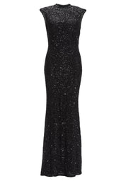Paillettenkleid Maxi mit Rückenausschnitt - 100 - Schwarz