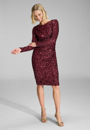 Cocktailkleid Midi mit seitlichen Drapierungen - 612 - Rot