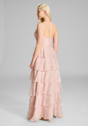 Volantkleid Maxi aus Chiffon - 690 - Rosa