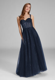 Tüllrobe mit Schimmereffekt - 300 - Blau