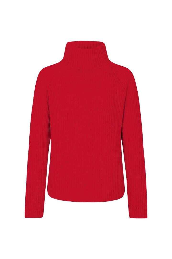 Grobstrickpullover mit Turtleneck - 5502 - Rot