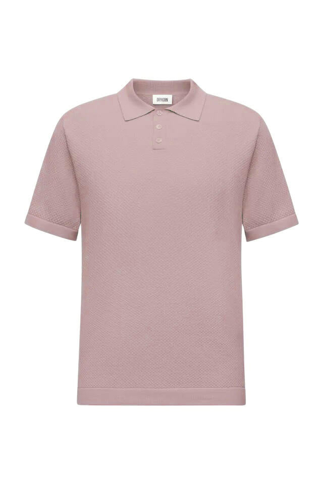 Poloshirt aus strukturiertem Strick - 5805 - Rosa