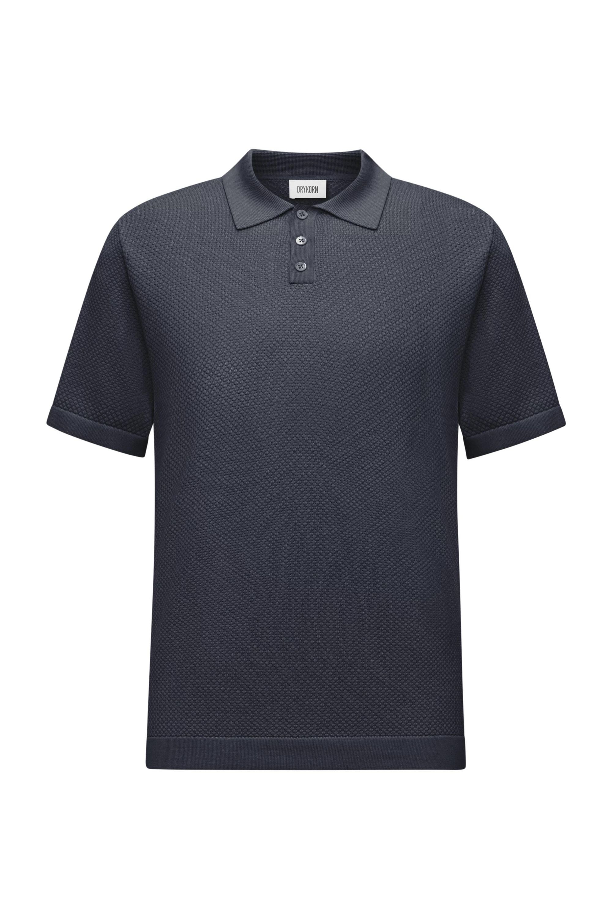 Poloshirt aus strukturiertem Strick - 3000 - Blau