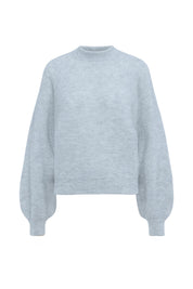 Pullover LARELYA mit Ballonärmeln aus  Alpaka-Mix - 3905 - Blau
