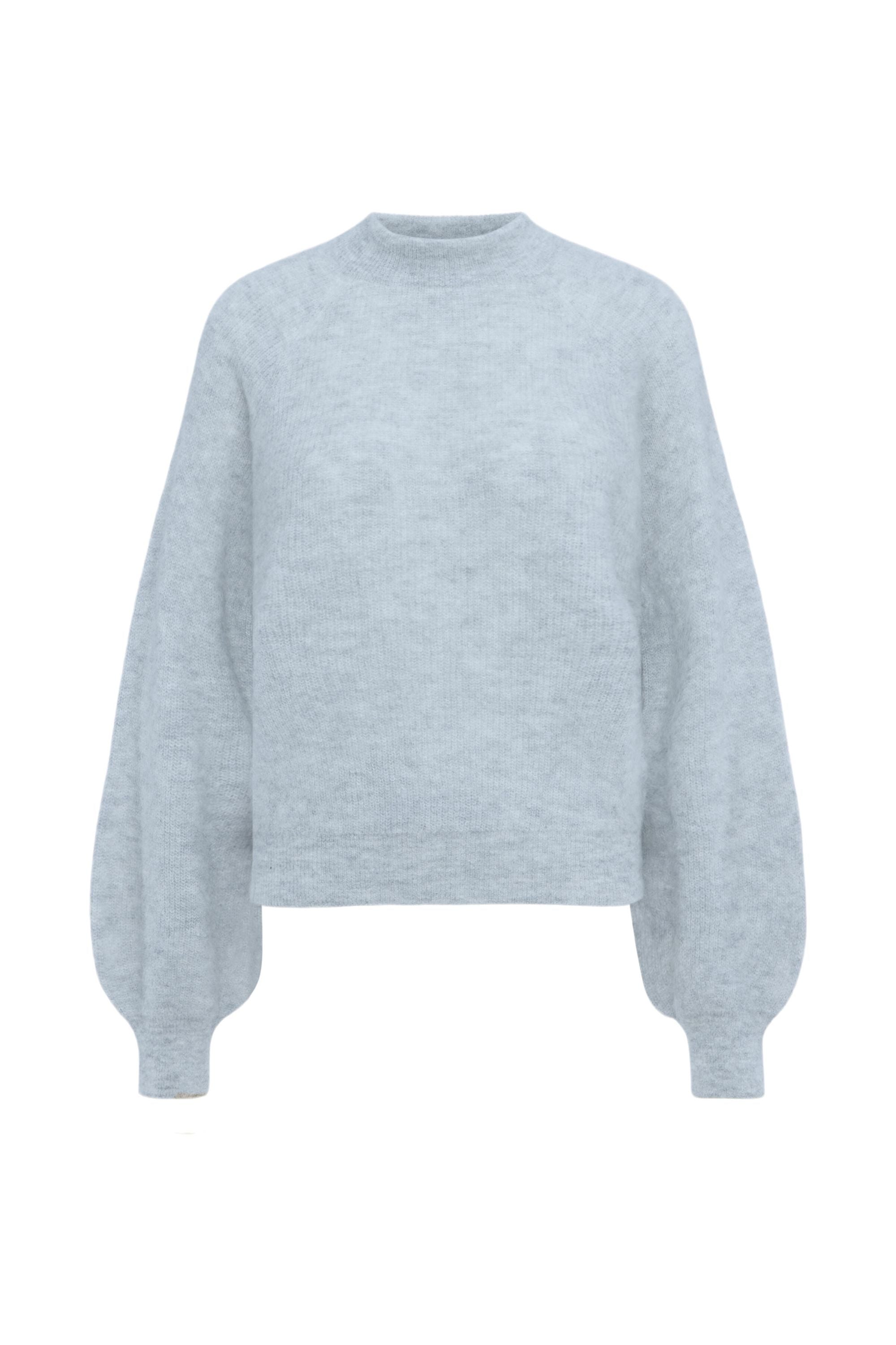 Pullover LARELYA mit Ballonärmeln aus  Alpaka-Mix - 3905 - Blau