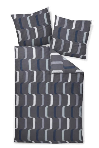 Bettwäsche Mako-Satin 155x200x800 - 08-anthrazit blau - Blau