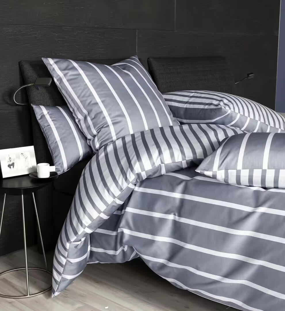 Bettwäsche JERSEY CLASSIC gestreift - 28-platin - Grau