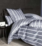 Bettwäsche JERSEY CLASSIC gestreift - 28-platin - Grau