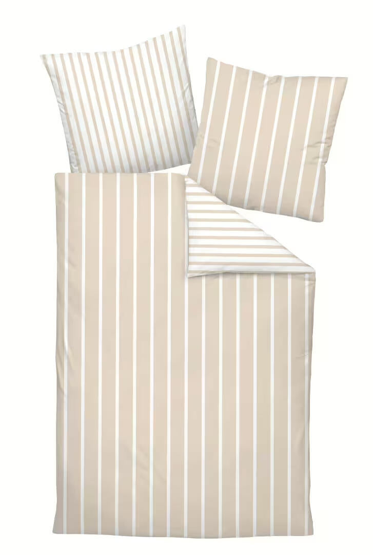 Bettwäsche JERSEY CLASSIC gestreift - 37-naturell - Creme