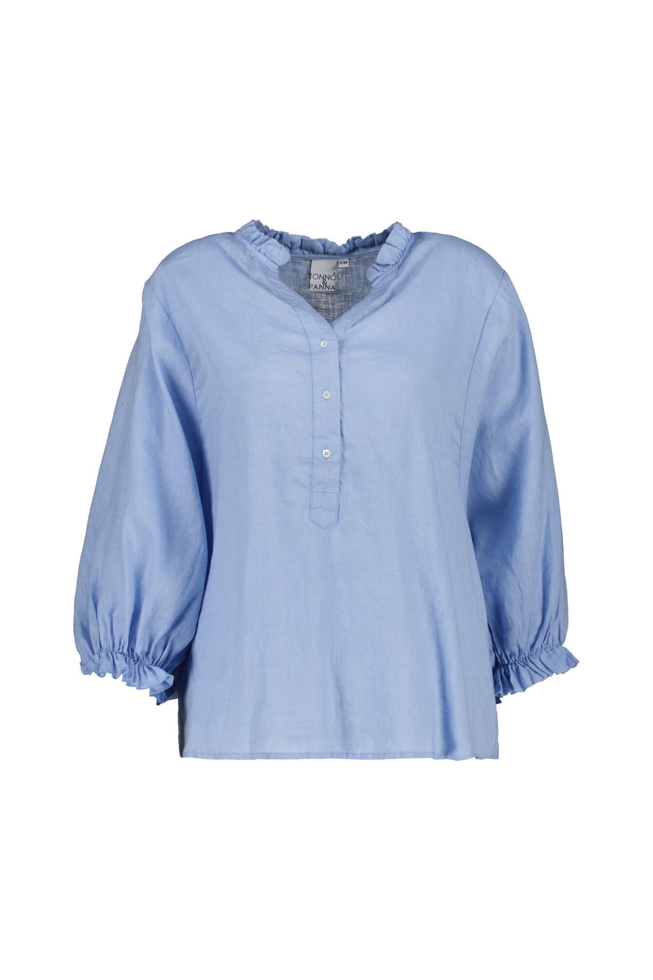 Leinenbluse mit Ballonärmeln - 611 - Blau