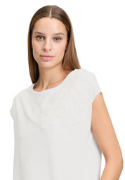 T-Shirt aus Baumwollmix - 1014-Offwhite - Weiß